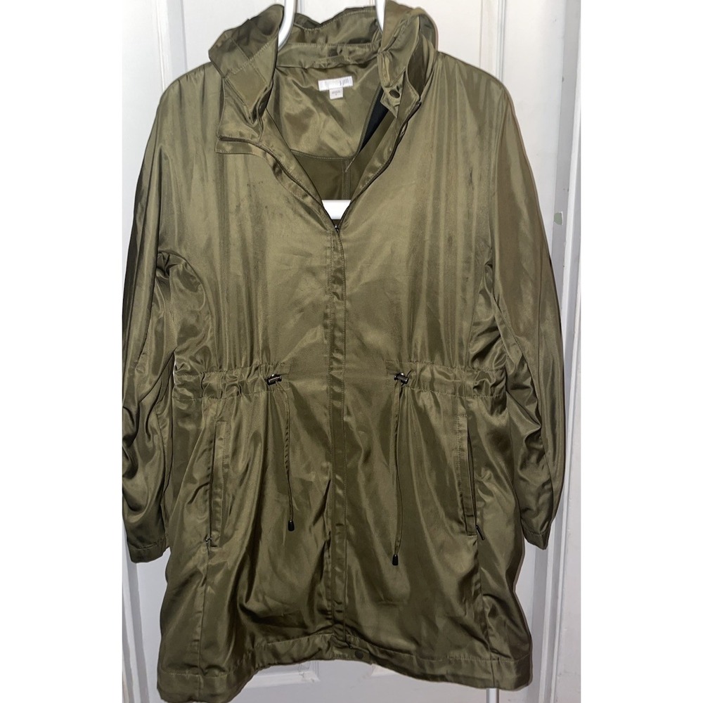 Women's Coat With Detachable Hood. Jjill--Anorak - Loden - Pre-Owned